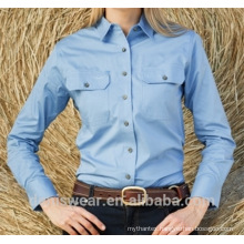 Women's Full Button L/S shirt With Double Breast Pockets